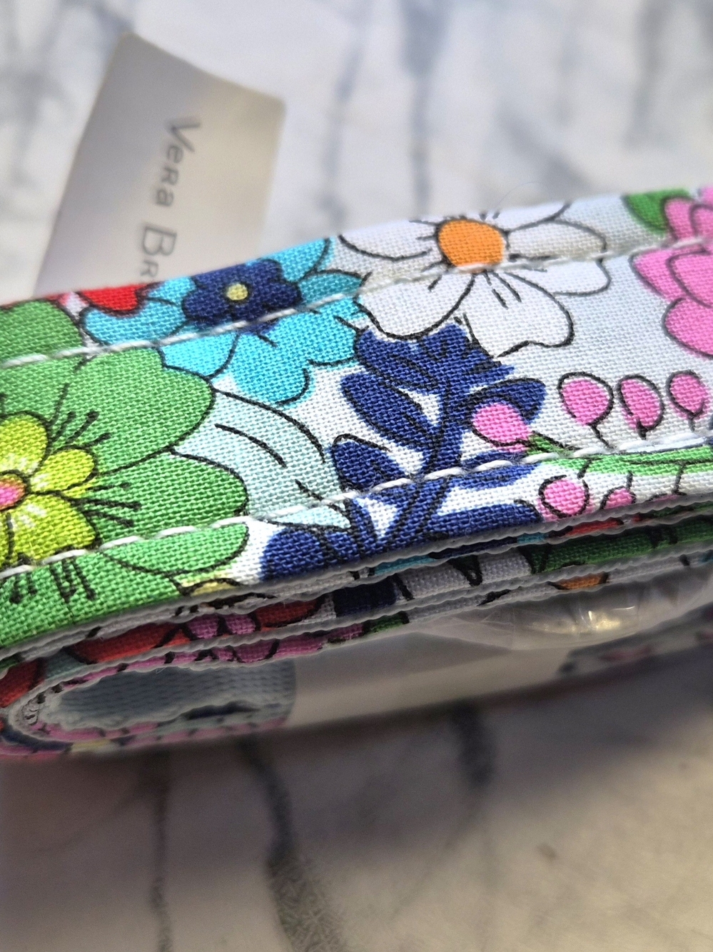 Vera Bradley Bright Floral Lanyard in Green, Blue, Pink & White